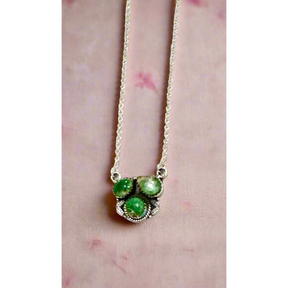 Sonoran Gold Turquoise Necklace Sterling Silver 18” - Picture 4 of 5